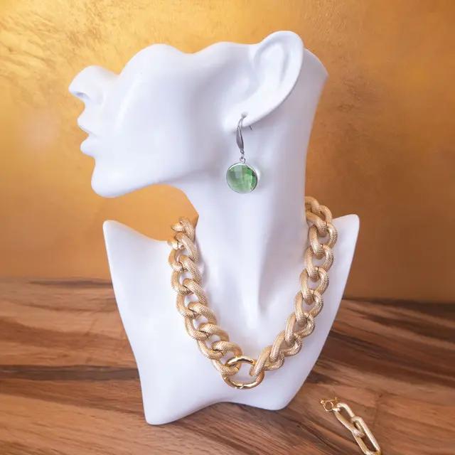 Orecchini Green Peridot: Pendenti Tondi In Vetro Cristallo