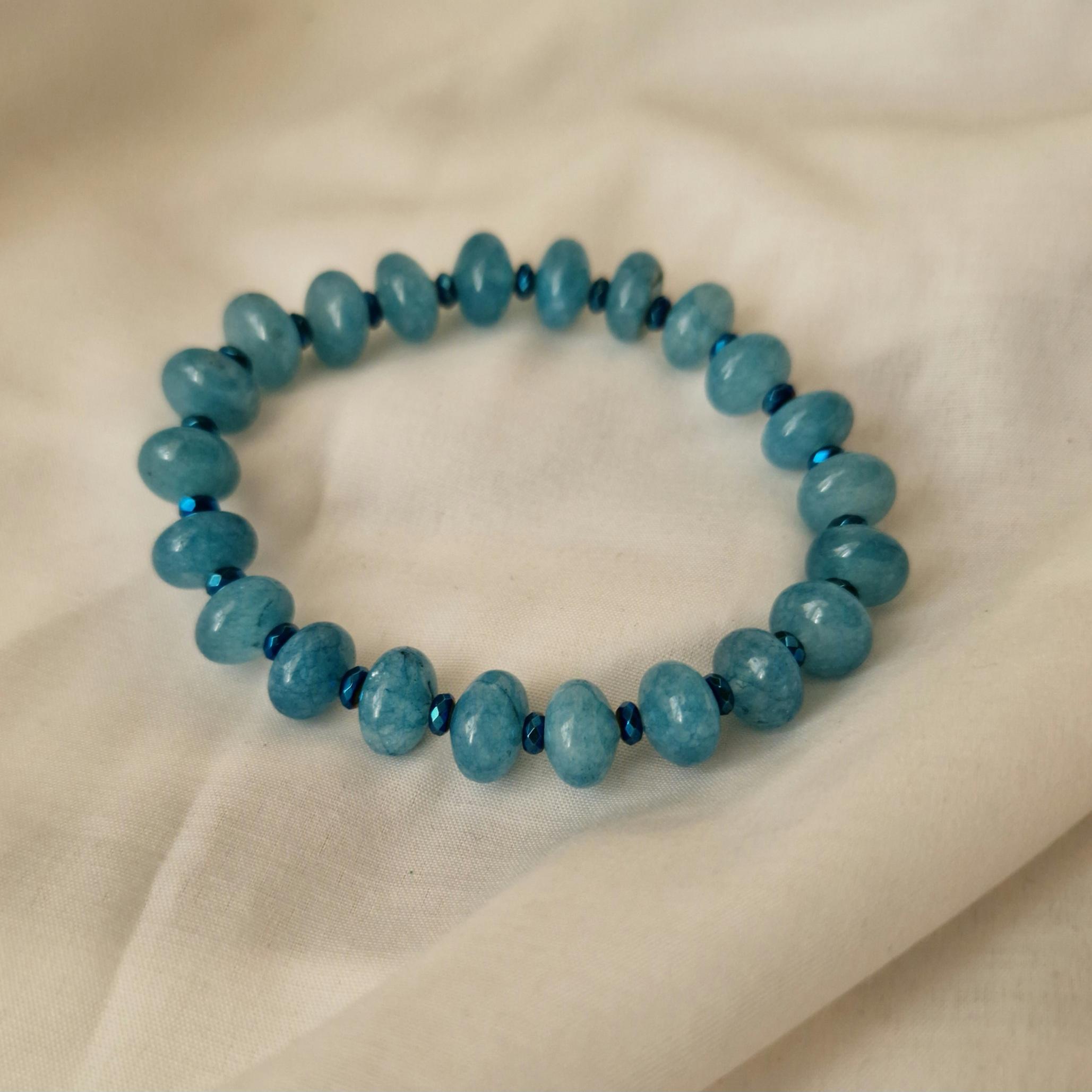 Bracciale quarzo blu e ematite