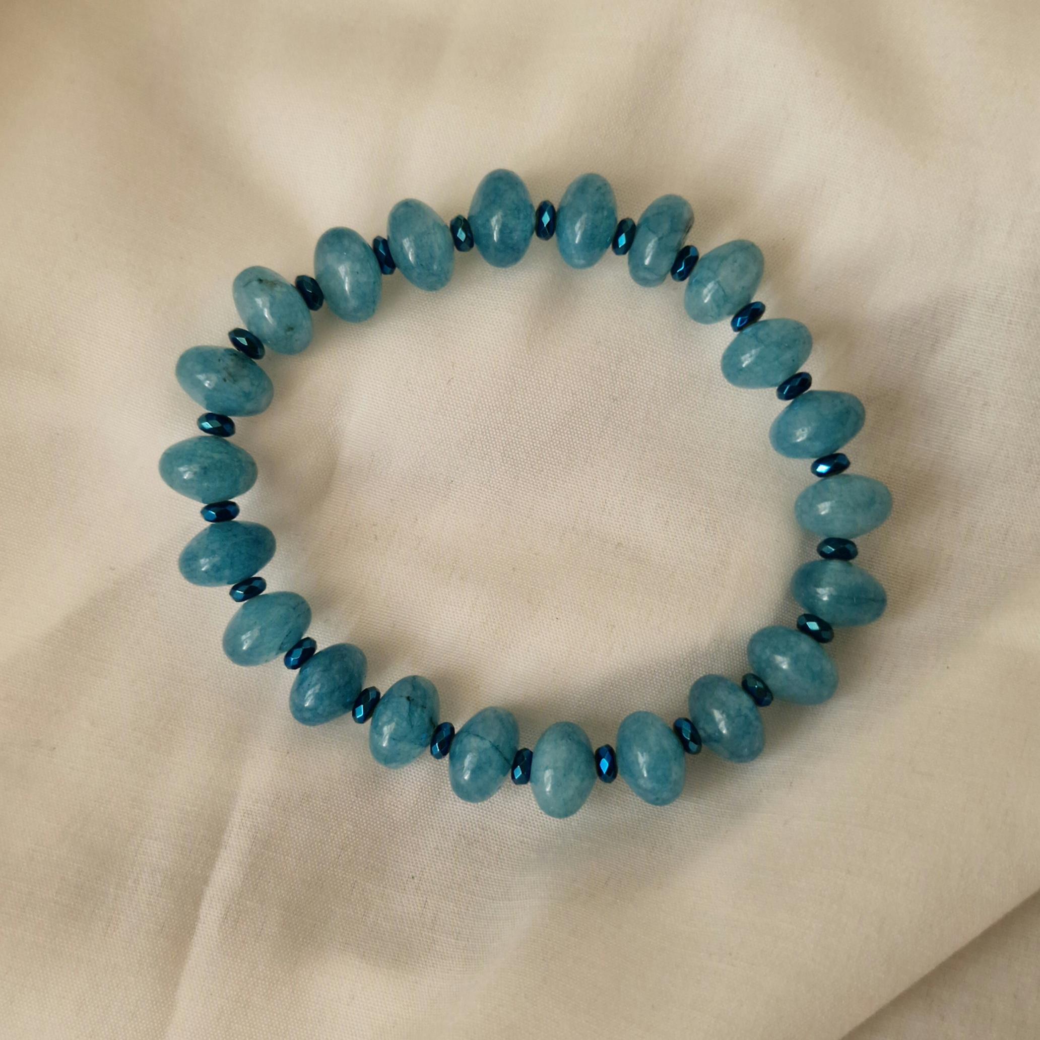 Bracciale quarzo blu e ematite