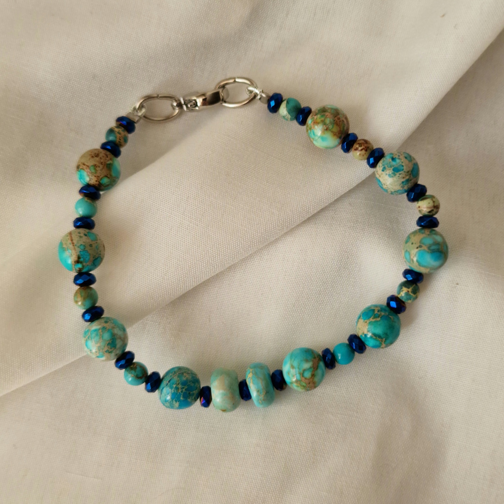 Bracciale diaspro imperiale e ematite blu