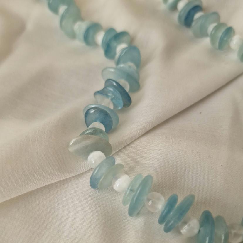 Collana acquamarina e selenite