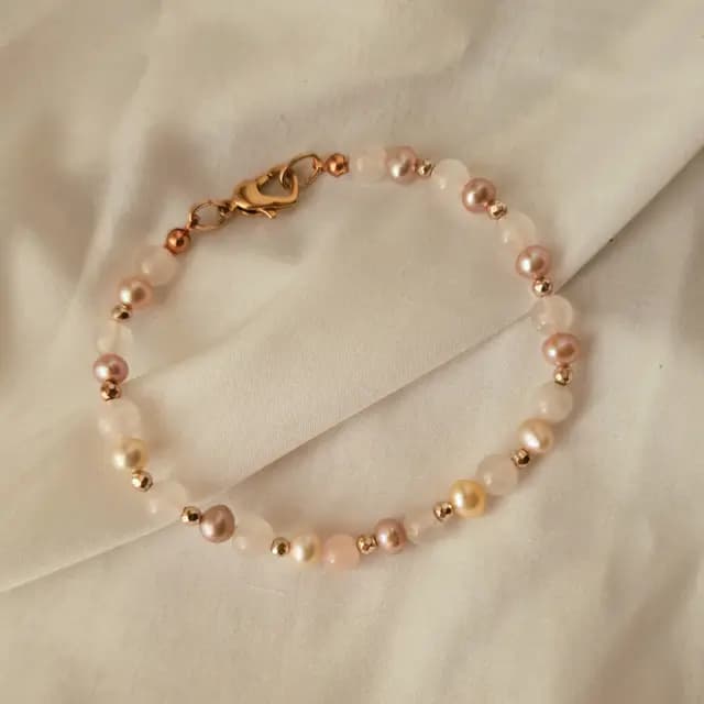 Bracciale perle, quarzo e ematite rosa — foto 2