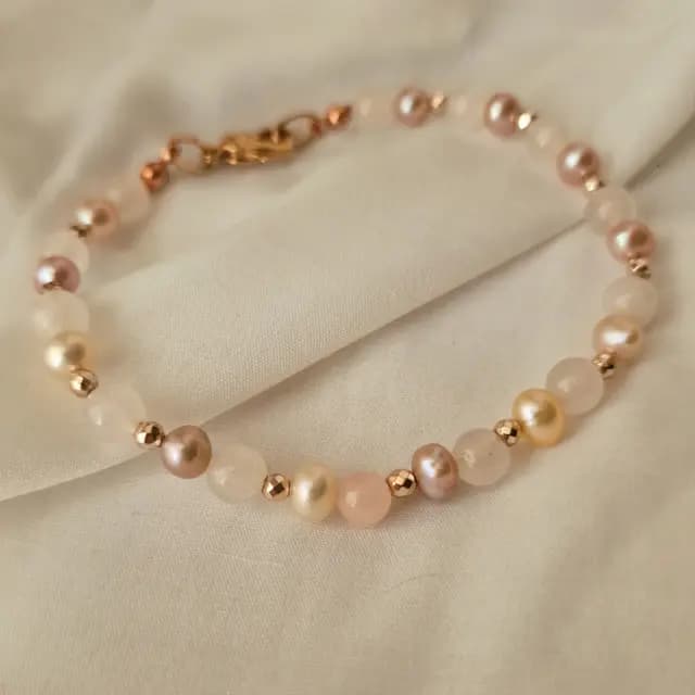 Bracciale perle, quarzo e ematite rosa — foto 5