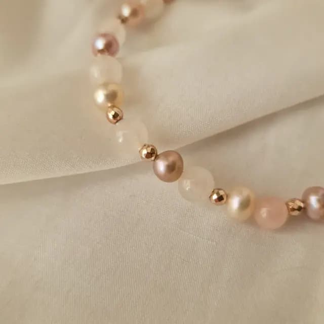 Bracciale perle, quarzo e ematite rosa — foto 7