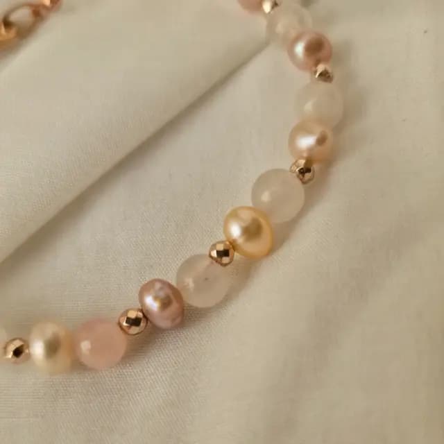 Bracciale perle, quarzo e ematite rosa — foto 3