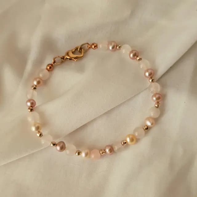 Bracciale perle, quarzo e ematite rosa — foto 6
