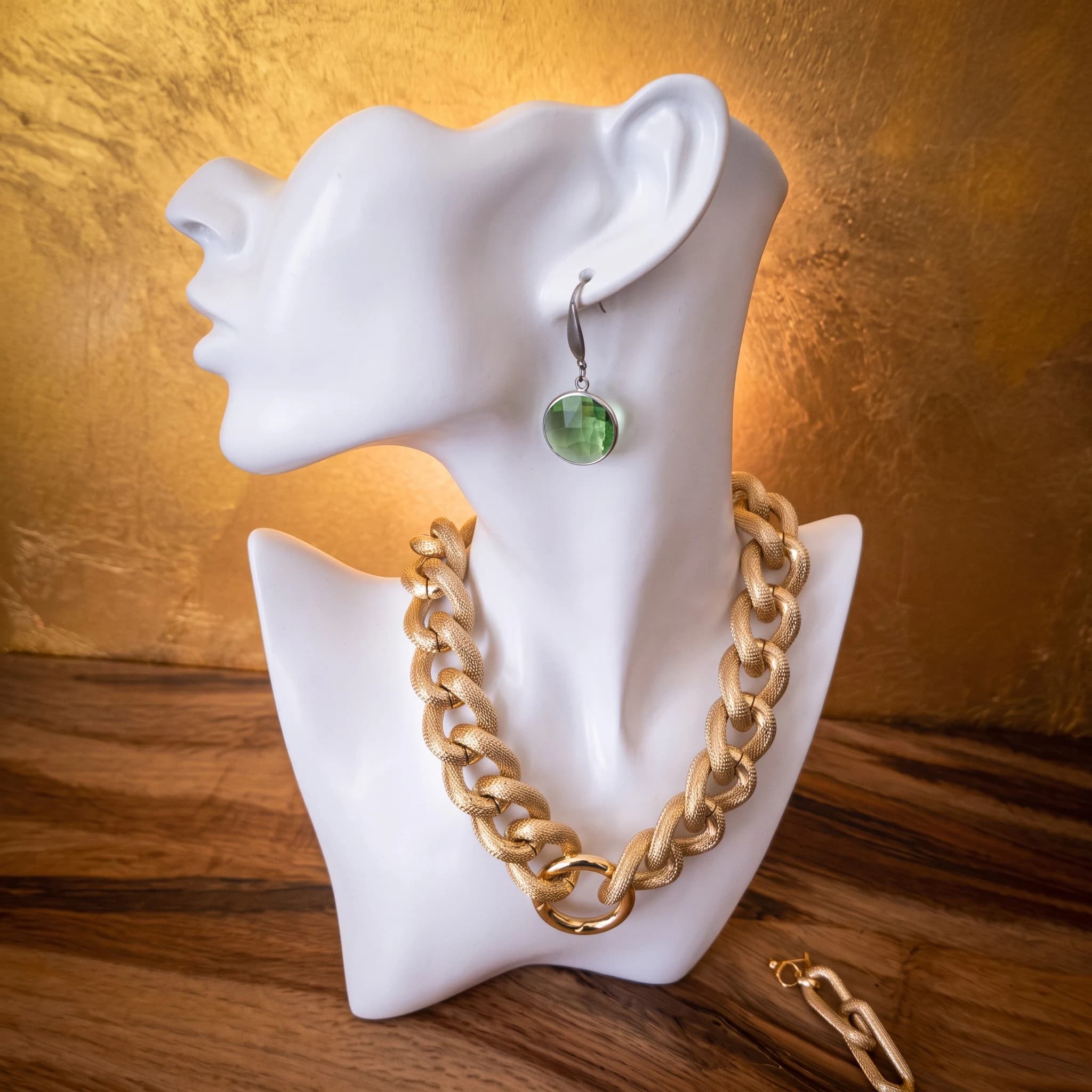 Orecchini Green Peridot: Pendenti Tondi In Vetro Cristallo — foto 2