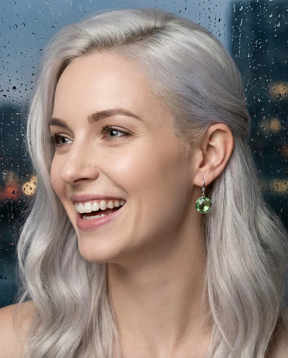 Orecchini Green Peridot: Pendenti Tondi In Vetro Cristallo — foto 1