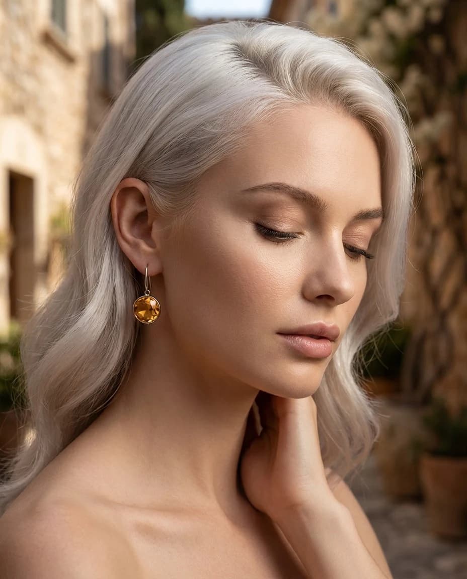 Orecchini Topaz Glow: Vetro Cristallo Topazio — foto 1