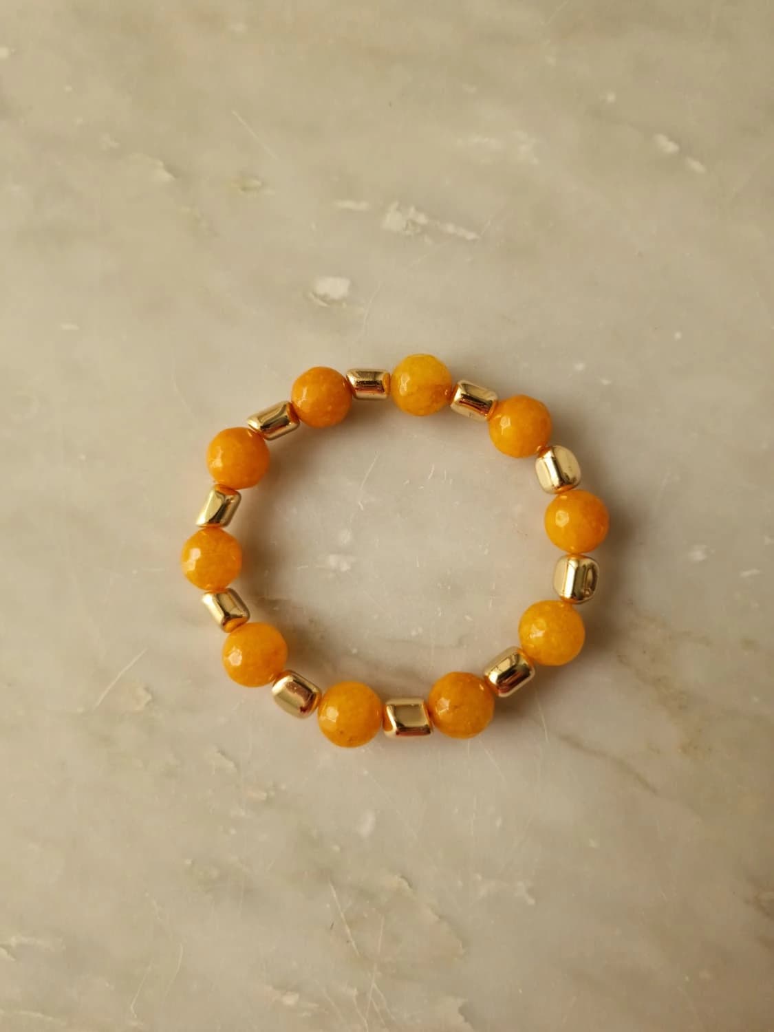 Bracciale elastico agata giallo-arancio e ematite dorata — foto 2