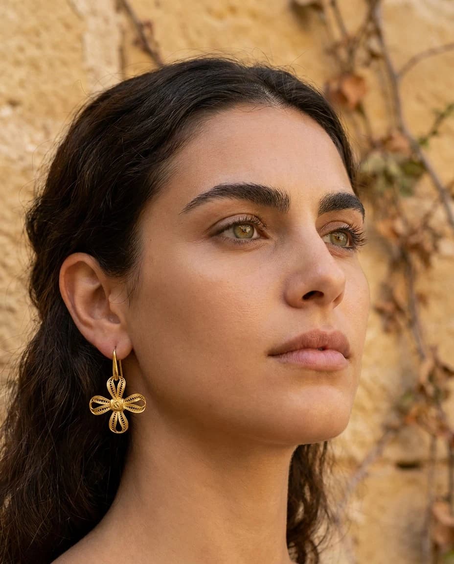 Orecchini ottone a fiore — foto 1