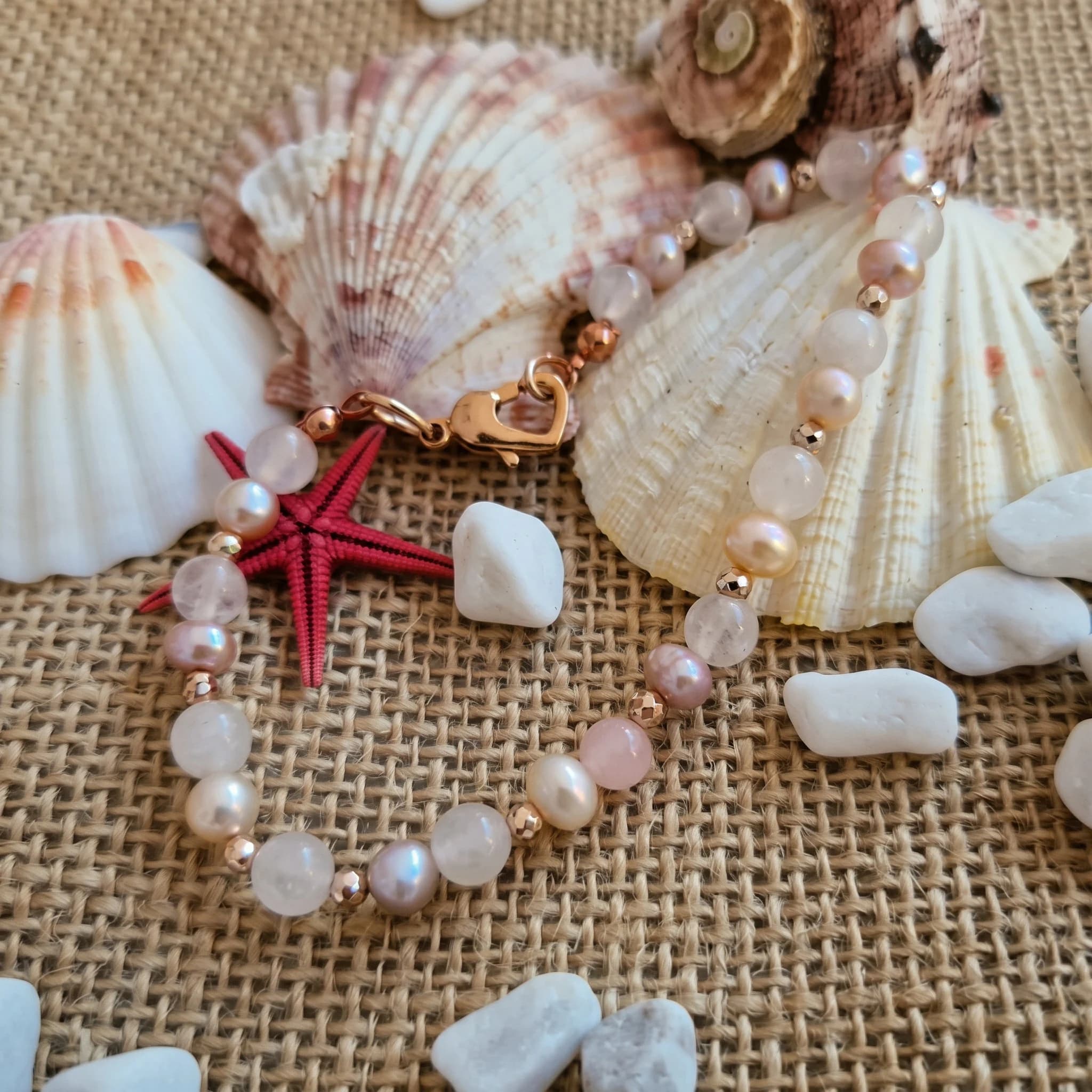 Bracciale perle, quarzo e ematite rosa — foto 4