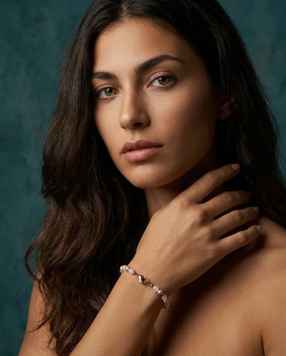 Bracciale perle, quarzo e ematite rosa — foto 1