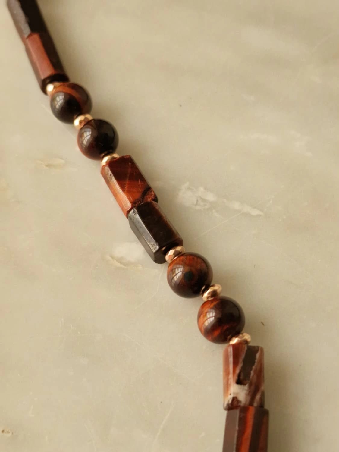 Collana occhio di tigre rosso e ematite rosé — foto 2