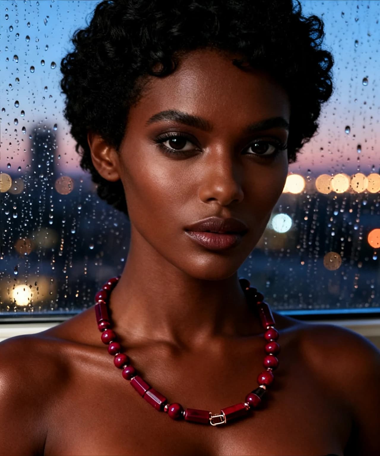 Collana occhio di tigre rosso e ematite rosé — foto 1