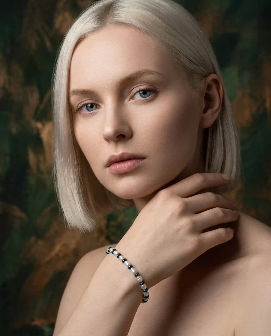 Bracciale di perle e ematite blu — foto 1